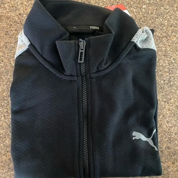 Puma Men’s Track Jacket, Black with Grey/Silver - Picture 6 of 6